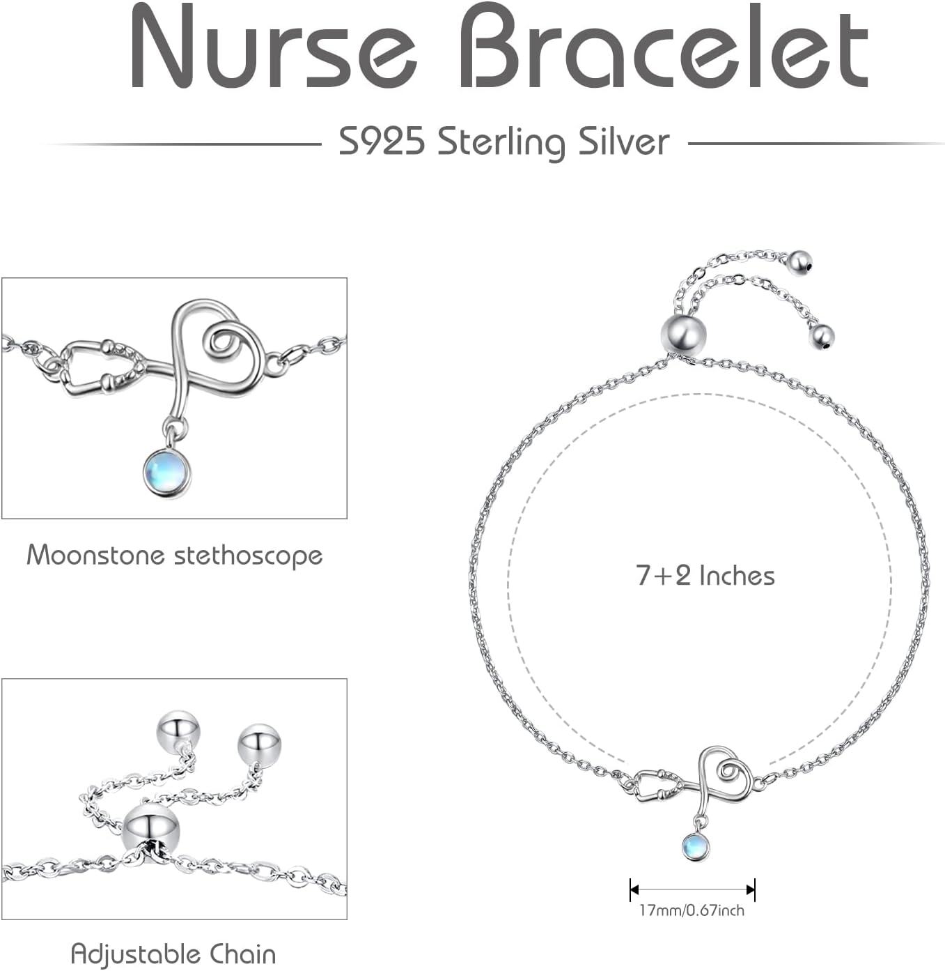 wholesale 925 Sterling Silver Infinity Bracelet with Moonstone Charm for Nurses and Women-0-2