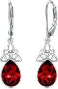wholesale Sterling Silver Crystal Leverback Celtic Knot Birthstone Drop Earrings for Women-0-0