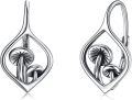 wholesale 925 Sterling Silver Mushroom Drop Earrings - Unique Nature Inspired Design for Women's Fashion Accessories-0-0