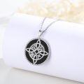 wholesale Silver Celtic Knot Pendant with 925 Sterling Silver Chain and Gemstones (Abalone Shell Malachite Turquoise Black Onyx)-0-4