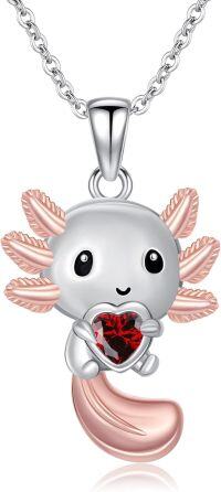 wholesale Sterling Silver 12 Month Birthstones Animals Necklace for Women Daughter (Axolotl Cow Pig Cat) Birthday Christmas Graduation Gift-01-01-Axolotl-Jan.-01-01-Axolotl-Jan.