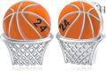 wholesale 925 Sterling Silver Basketball Stud Earrings with Number 24 Design-0-0