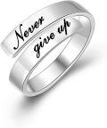 wholesale 925 Sterling Silver Never Give Up Inspirational Ring for Depression Struggle - Adjustable Size 6-8 - Gift Box-0-0