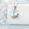 wholesale 925 Sterling Silver 925 Wolf Howling at the Moon Pendant Necklace with Blue Opal Stone for Women-0-3