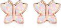 wholesale 925 Sterling Silver Butterfly Opal Stud Earrings - Pink Gold Tone Hypoallergenic Gift for Her-0-0