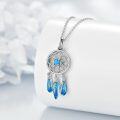 wholesale 925 Sterling Silver Blue Enamel Feather Dreamcatcher Pendant Necklace Bohemian s for Her-0-3