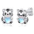 wholesale 925 Sterling Silver Moonstone Tiger Heart Stud Earrings for Women - Hypoallergenic Gift-0-0