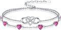 wholesale  925 Sterling Silver & Birthstone Crystal Infinity Heart Bracelet - Adjustable Love Gift for Women-0-0