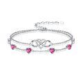 wholesale  925 Sterling Silver & Birthstone Crystal Infinity Heart Bracelet - Adjustable Love Gift for Women-0-0