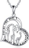 wholesale 925 Sterling Silver Love You to the Moon and Back Family Giraffes Pendant Necklaces for Women Girls Gifts-0-0