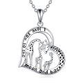 wholesale 925 Sterling Silver Love You to the Moon and Back Family Giraffes Pendant Necklaces for Women Girls Gifts-0-0