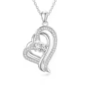TOUPOP Sterling Silver April Birthstone Double Heart Pendant Necklace-0-0