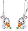 wholesale 925 Sterling Silver Bunny Carrot Drop Earrings for Women Girls Gift Jewelry-0-0