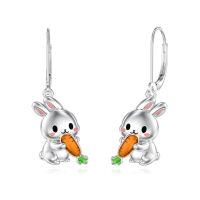 wholesale 925 Sterling Silver Bunny Carrot Drop Earrings for Women Girls Gift Jewelry-Rabbit and Carrot