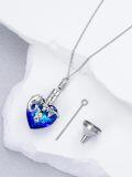 wholesale 925 Sterling Silver Elephant Heart Blue Crystal Cremation Jewelry Urn Pendant Necklace with Funnel and Fill Kit-0-2