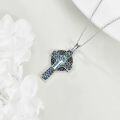 wholesale 925 Sterling Silver Celtic Cross Necklace with Abalone Shell Inlay Religious Pendant Christian  for Women Men-0-2
