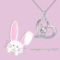 wholesale TOUPOP Sterling Silver Rabbit Necklace Heart Pendant Forever In My Heart Cute Bunny Necklace For Women Friends -0-1