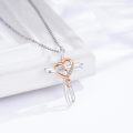 wholesale 925 Sterling Silver Double Tone Heart & Floral Cross Necklace for Women Men - Religious s-0-1