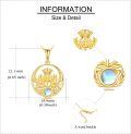 wholesale 14K Gold Thistle Flower Pendant with Blue Opal Stone Circle Chain Necklace for Women-0-4