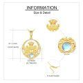 wholesale 14K Gold Thistle Flower Pendant with Blue Opal Stone Circle Chain Necklace for Women-0-4