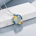 wholesale 925 Sterling Silver Blue Crystal Honeycomb Flower & Gold Bee Pendant Necklace for Women-0-2