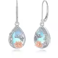 wholesale 925 Sterling Silver Moonstone Butterfly Lotus Filigree Teardrop Dangle Leverback Earrings-0-0