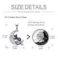 wholesale 925 Sterling Silver Black Cat Crescent Moon Pentagram Zircon Pendant Necklace-0-2
