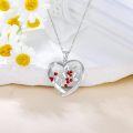 wholesale 925 Sterling Silver Red Berry Heart Pendant Necklace-0-1