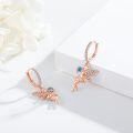 wholesale Rose Gold 925 Sterling Silver Blue Crystal Tinkerbell Fairy Angel Dangle Drop Earrings for Women-0-1