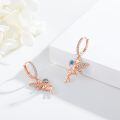 wholesale Rose Gold 925 Sterling Silver Blue Crystal Tinkerbell Fairy Angel Dangle Drop Earrings for Women-0-1