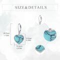 wholesale 925 Sterling Silver Metal Drusy Turquoise Heart Shape Leverback Drop Earring Gifts for Women-0-2