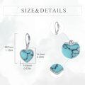 wholesale 925 Sterling Silver Metal Drusy Turquoise Heart Shape Leverback Drop Earring Gifts for Women-0-2