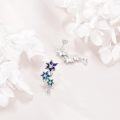 wholesale 925 Sterling Silver 925 Blue & Purple Enamel Flower CZ Dangle Earrings Hypoallergenic Jewelry for Women Girls-0-3