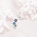 wholesale 925 Sterling Silver Purple Blue Green Enamel Flower Cubic Zirconia Drop Earrings-0-3