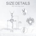 wholesale 925 Sterling Silver Cubic Zirconia Heart Cross Pendant Necklace for Women-0-4