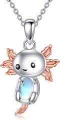 wholesale 925 Sterling Silver Blue Moonstone Axolotl Pendant Necklaces for Women-0-0