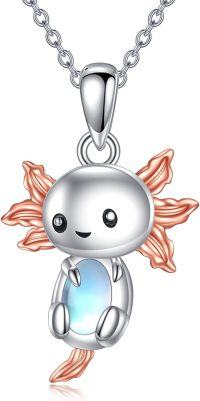 wholesale 925 Sterling Silver Blue Moonstone Axolotl Pendant Necklaces for Women-Axolotl Necklace