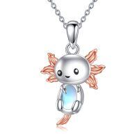 wholesale 925 Sterling Silver Blue Moonstone Axolotl Pendant Necklaces for Women-Axolotl Necklace