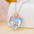 wholesale 925 Sterling Silver Rose Gold Plated Heart-Shaped Mother Daughter Love Pendant Necklaces-0-2