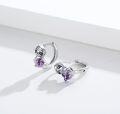 wholesale 925 Sterling Silver Hypoallergenic Purple Crystal Sloth Huggie Earrings for Women & Teenage Girls-0-1