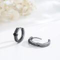 wholesale 925 Sterling Silver Black Hoop Earrings for Women & Men, 15mm Black Stone Elegant Vintage Design-0-5