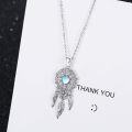 wholesale S925 Sterling Silver Moonstone & Cubic Zirconia Dreamcatcher Butterfly Pendant Necklace, 35x15mm-0-1
