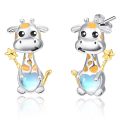 wholesale 925 Sterling Silver Baby Giraffe Stud Earrings Wholesale With Crystal Hearts-0-0