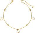 wholesale 14K Gold Anklet with Hearts and Beads - Adjustable Length 9-12 s for Women-0-0