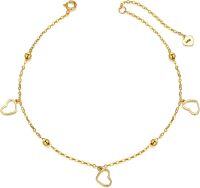 wholesale 14K Gold Anklet with Hearts and Beads - Adjustable Length 9-12 s for Women-Heart Anklet 2