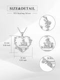 wholesale 925 Sterling Silver Heart-Shaped Rose Vine Reading Girl and Cat Pendant Necklace for Women-0-5