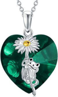 wholesale 925 Sterling Silver Birthstone Crystal Frog Necklace Pendant for Women-A05-May