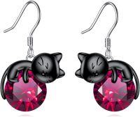 wholesale 14K Gold Pink Crystal Black Cat Pendant Necklace for Women Cats Lover-C-7-Black Cat July
