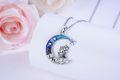 wholesale 925 Sterling Silver Crescent Moon with Witch Cat and Stars Necklace Gothic Jewelry-0-1