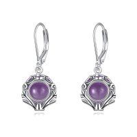 wholesale 925 Sterling Silver Earrings Wholesale With Blue Gemstone Drop-Amethyst